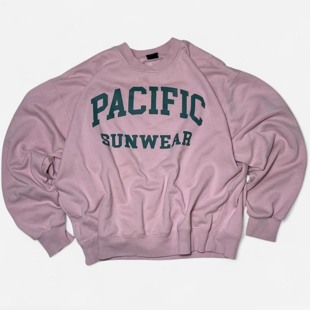 PACIFIC SUNWEAR Womens Pink Crewneck Sweater with Dark Green